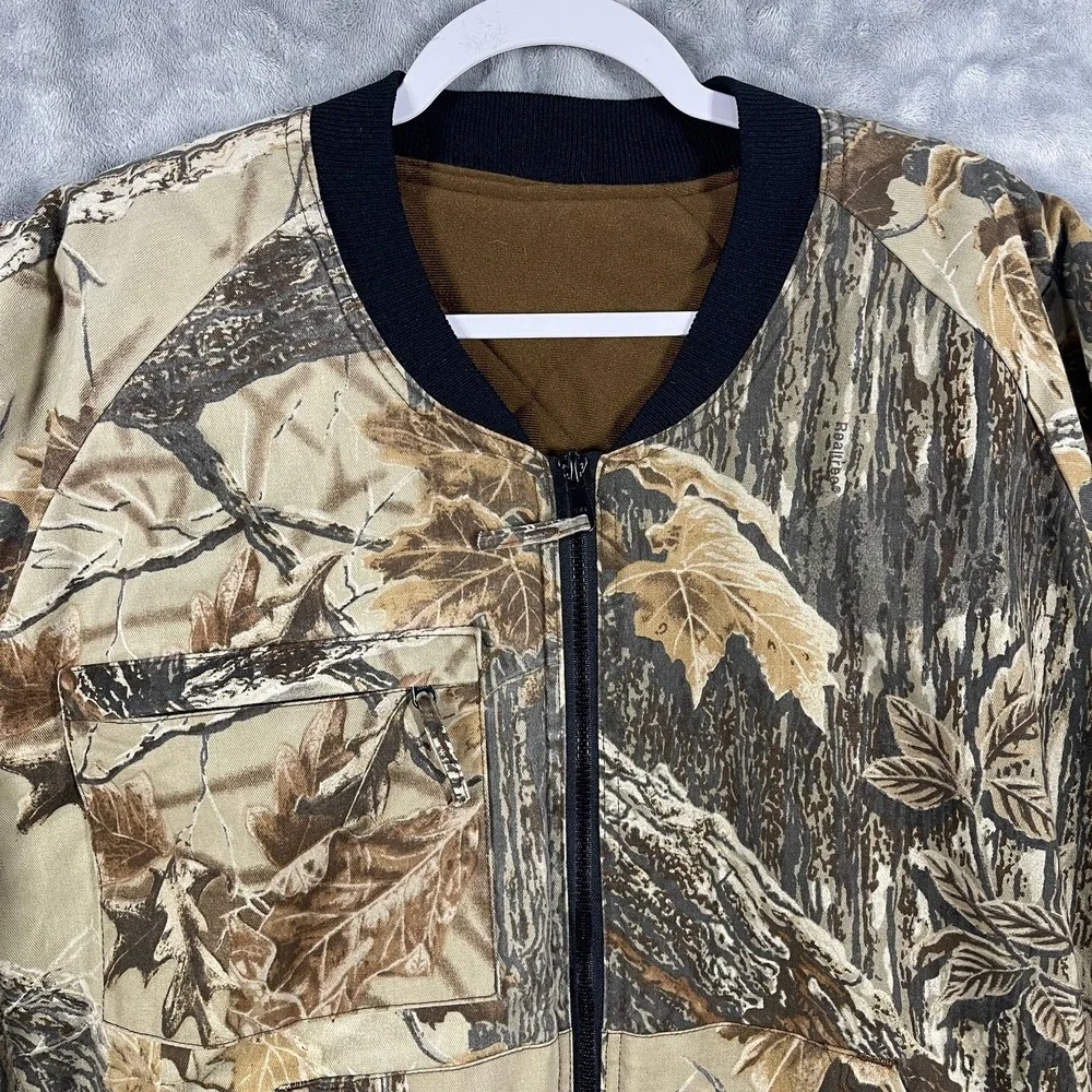 Cabela's Outdoor Gear Reversible Camo Insulated Jacket Men's Large Bomber Coat‎